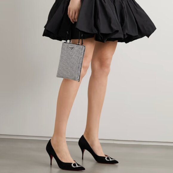 NWB CHRISTIAN LOUBOUTIN CL 80 Swarovski crystal-embellished suede pumps - Picture 3 of 8